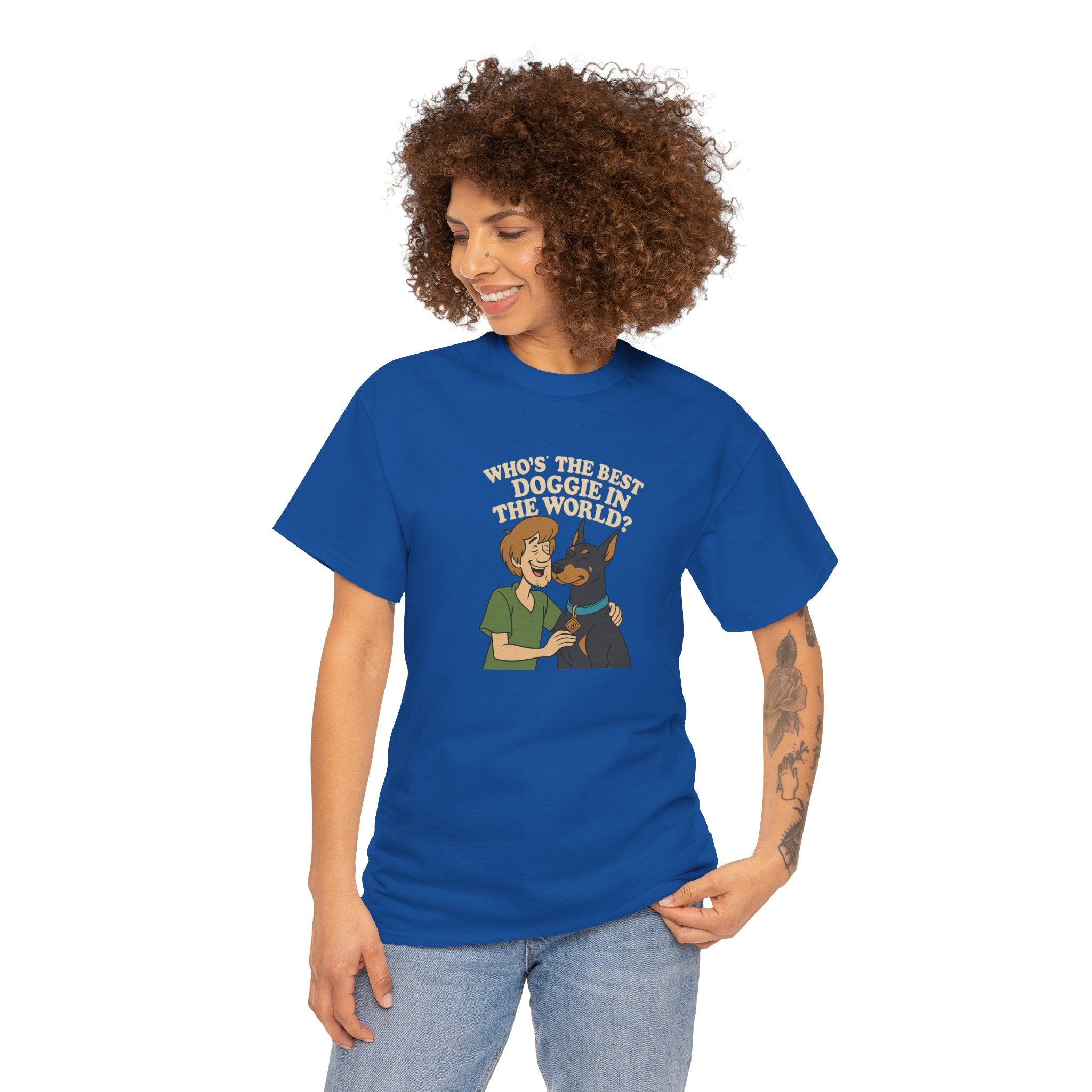 Best Doggie in the World Tee – Fun Cartoon Doberman Shirt, Dog Lover Gift, Unisex Pet Apparel