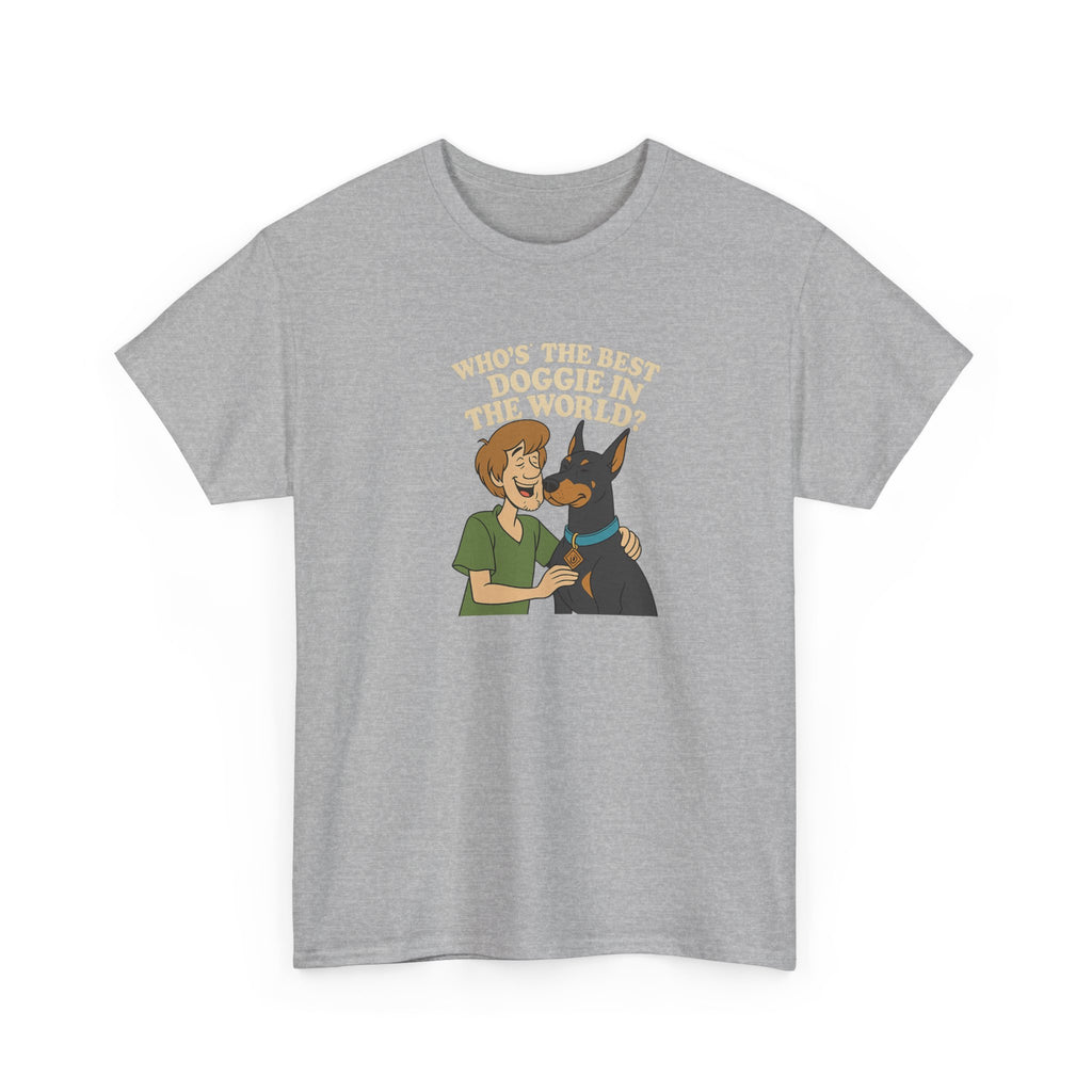Best Doggie in the World Tee – Fun Cartoon Doberman Shirt, Dog Lover Gift, Unisex Pet Apparel