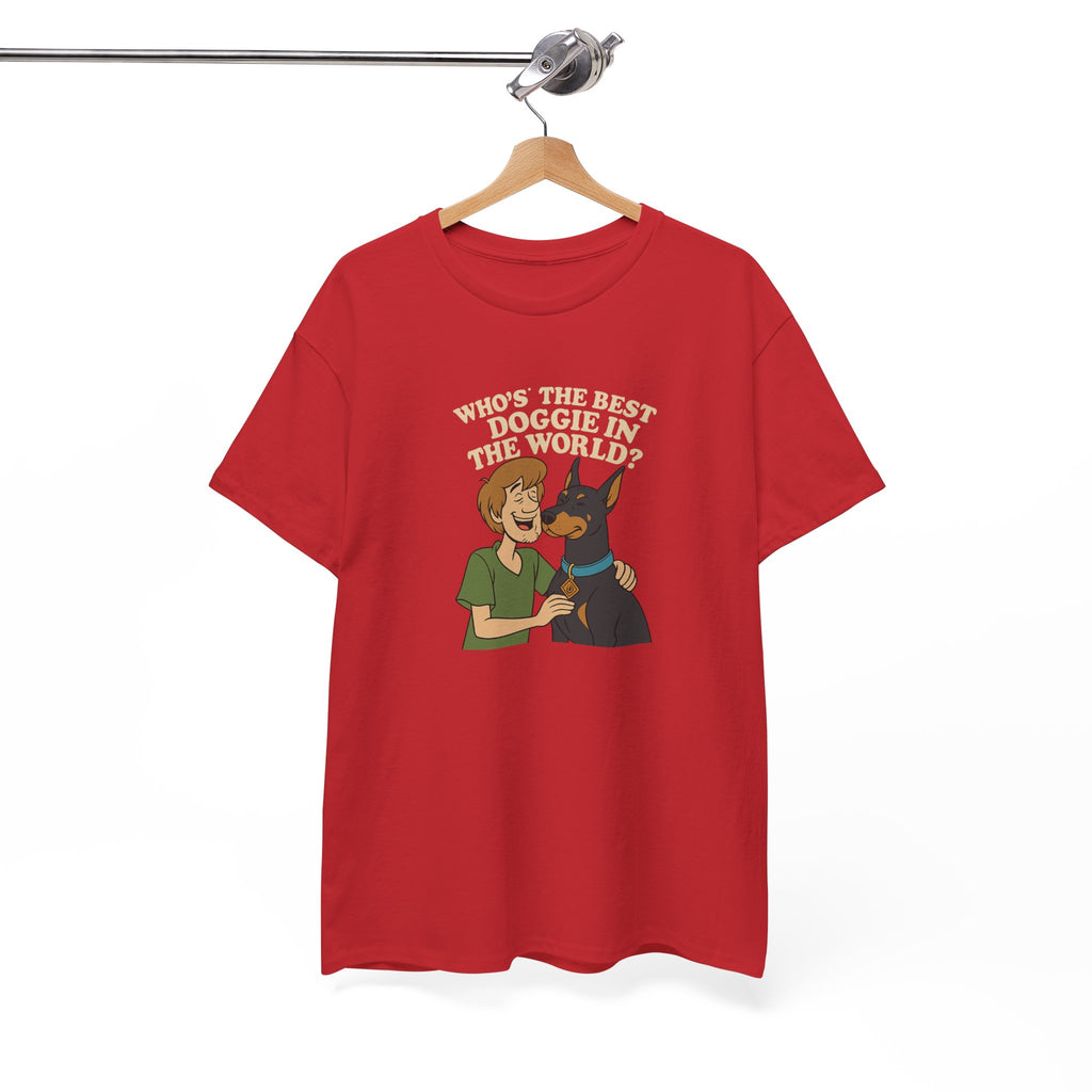 Best Doggie in the World Tee – Fun Cartoon Doberman Shirt, Dog Lover Gift, Unisex Pet Apparel