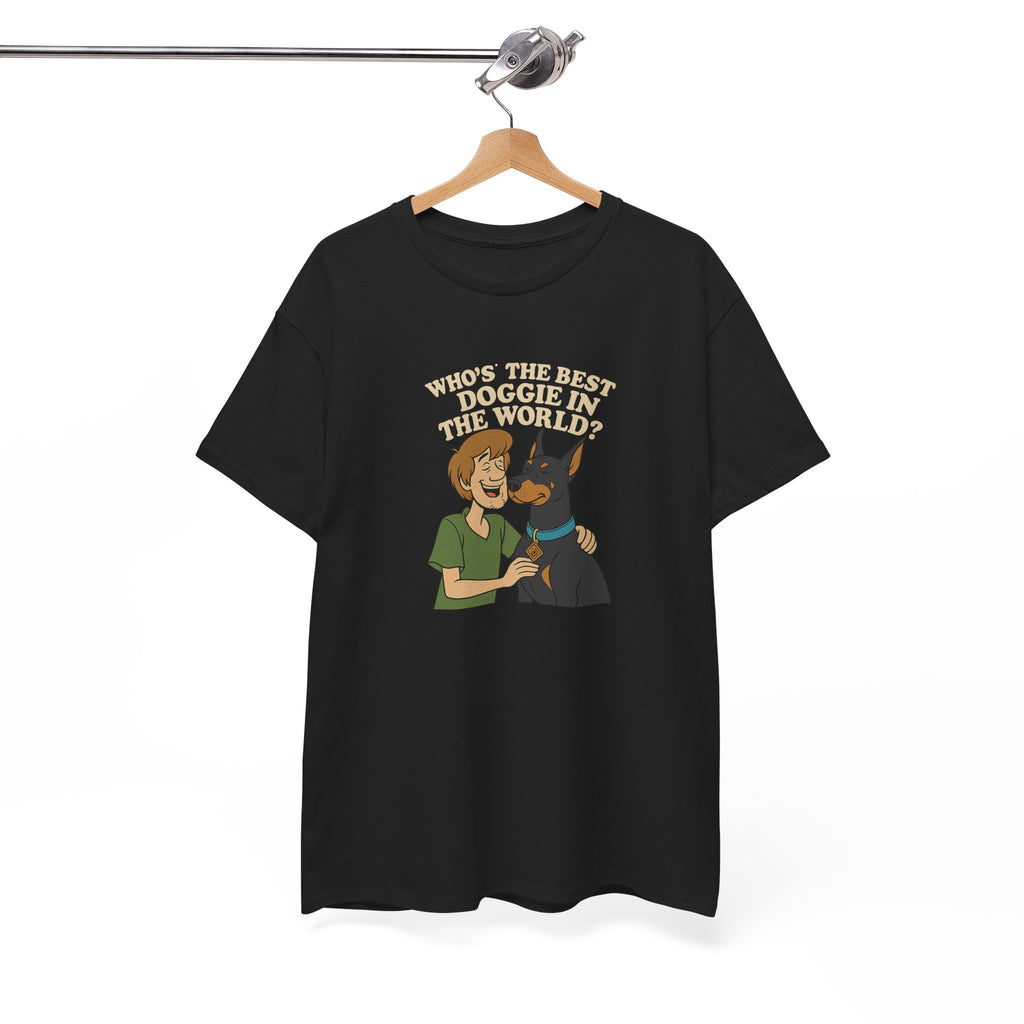 Best Doggie in the World Tee – Fun Cartoon Doberman Shirt, Dog Lover Gift, Unisex Pet Apparel